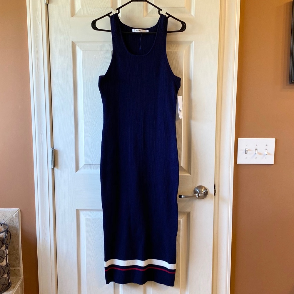 JustFab Navy Blue Ribbed Sleeveless Dress NWT